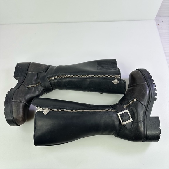 Vintage Y2K Harley-Davidson Ranger H-3015 Black Leather Biker Boots Size 6 - Picture 2 of 11